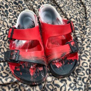 Birkenstock Arizona EVA Black Red White Sandals Women’s 10.